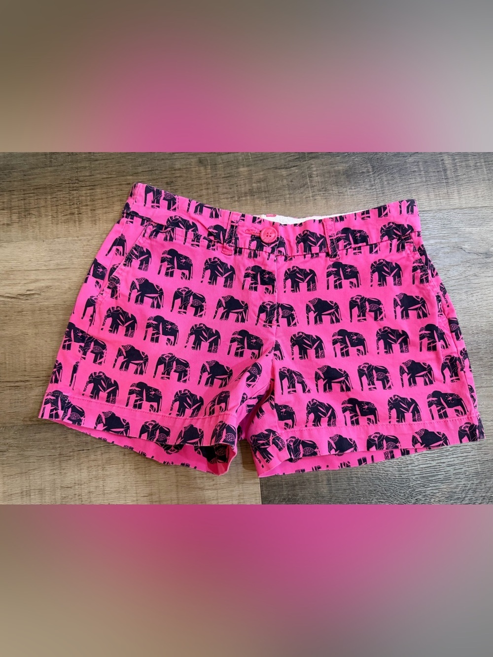 crown & ivy Pink Shorts Navy Elephants π Size 2P - Picture 9 of 12